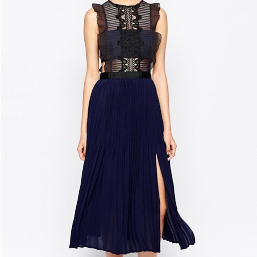 Self Portrait Lace Crochet Midi Dress